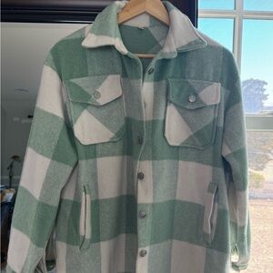 Boutique Green and White Plaid Jacket